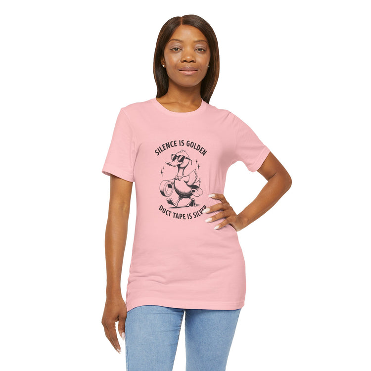Silence is Golden Duck Tape is Silver,Bella Canvas Unisex Jersey Short Sleeve Tee, Mom tee
