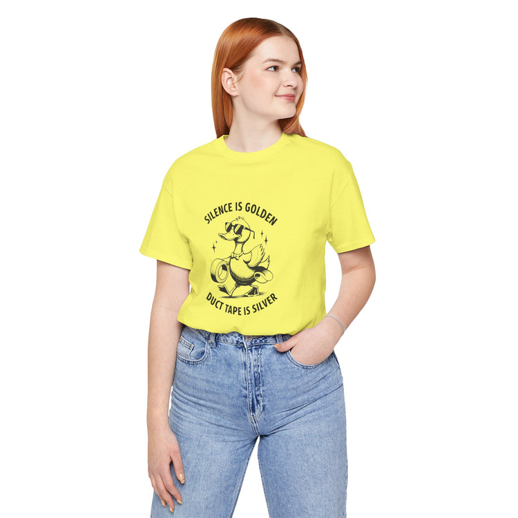 Silence is Golden Duck Tape is Silver,Bella Canvas Unisex Jersey Short Sleeve Tee, Mom tee