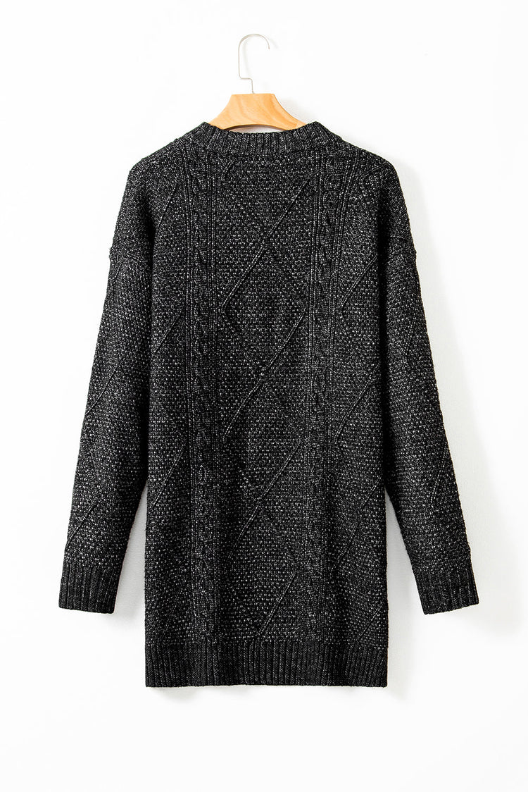 Cable Knit Sweater Dress in Black