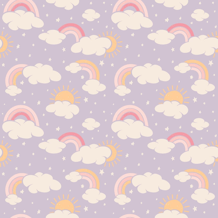 Lavender Rainbows and Clouds Ruffle Baby Footie