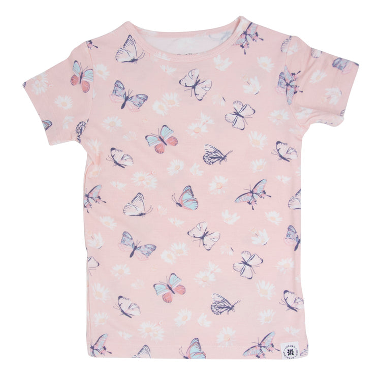 Pink Butterfly Daisy Bamboo Summer Pajama Set