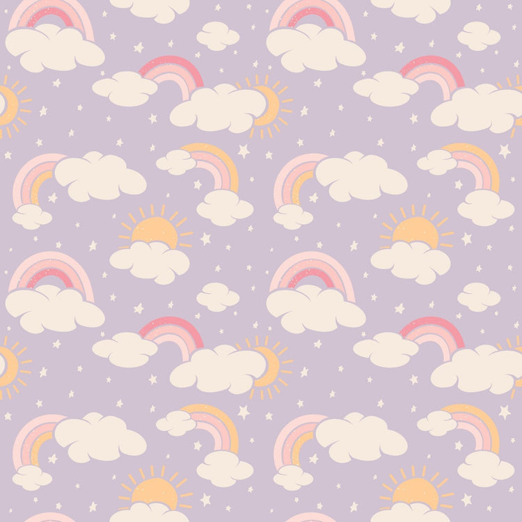 Lavender Rainbows and Clouds Zipper Footie