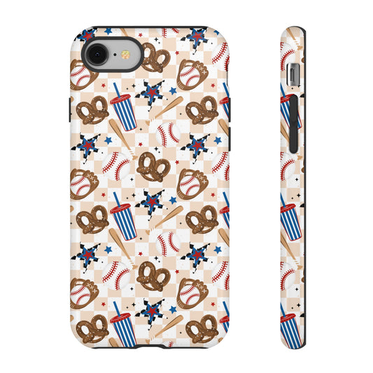 Baseball Star Themed Phone Case, Stars checkered tough case Case, Cute Baseball Phone Cover