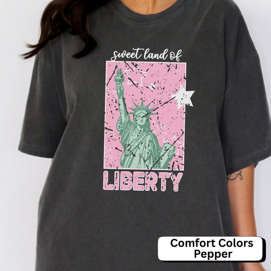 Comfort Colors® Sweet Land of Liberty Shirt, Trendy Shirt, 4th of July Shirt. Comfort Colors Tee