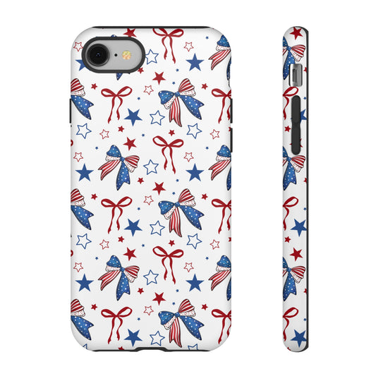4th of July  Star Themed Phone Case, Stars checkered tough case Case, Cute Bow Phone Cover