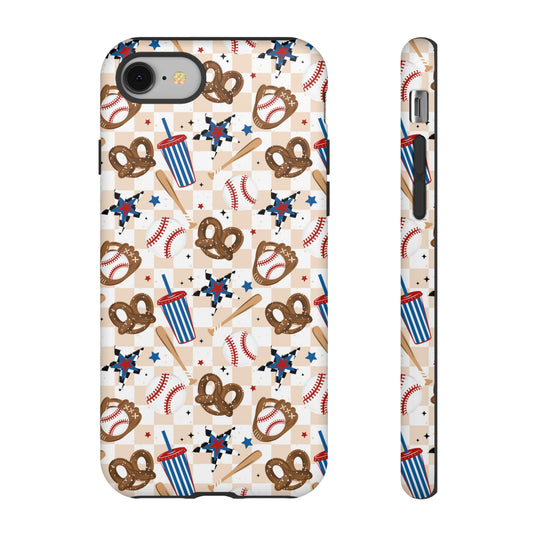 Baseball Star Themed Phone Case, Stars checkered tough case Case, Cute Baseball Phone Cover