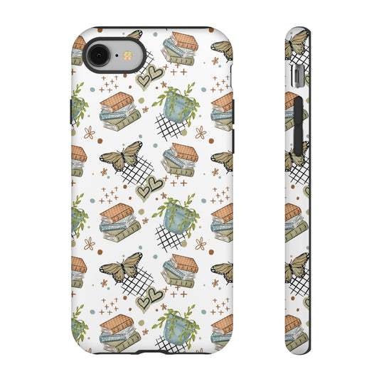 Books and Plants Phone Case, Butterfly tough case Case, CuteCottage Core Phone Cover