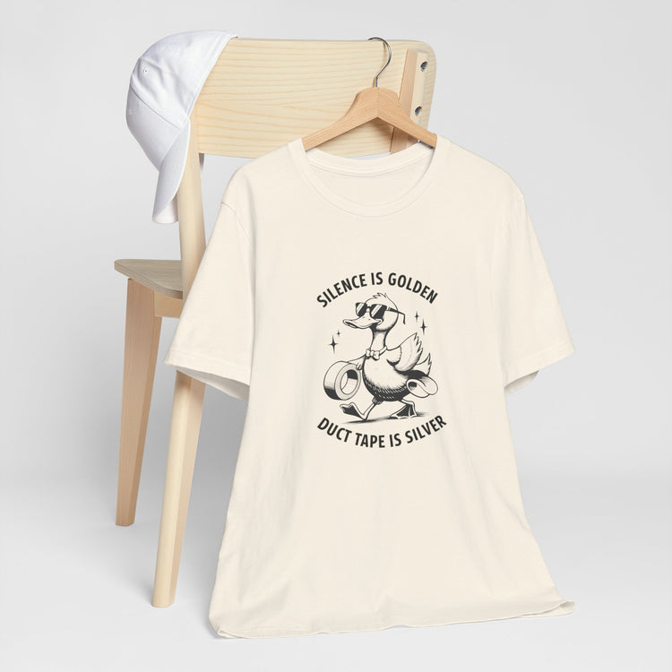 Silence is Golden Duck Tape is Silver,Bella Canvas Unisex Jersey Short Sleeve Tee, Mom tee