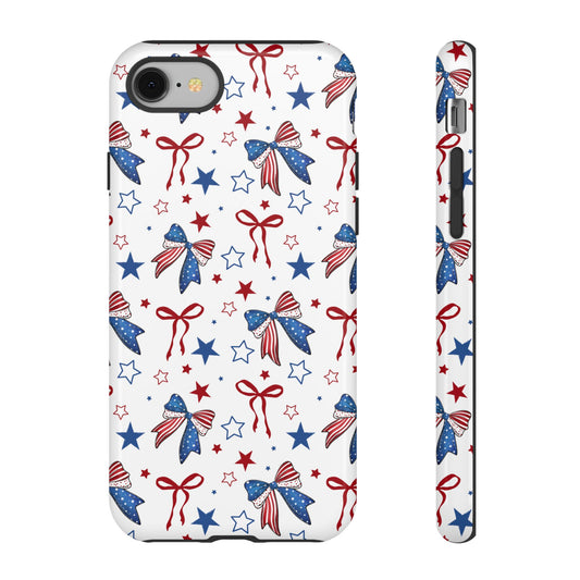 4th of July  Star Themed Phone Case, Stars checkered tough case Case, Cute Bow Phone Cover